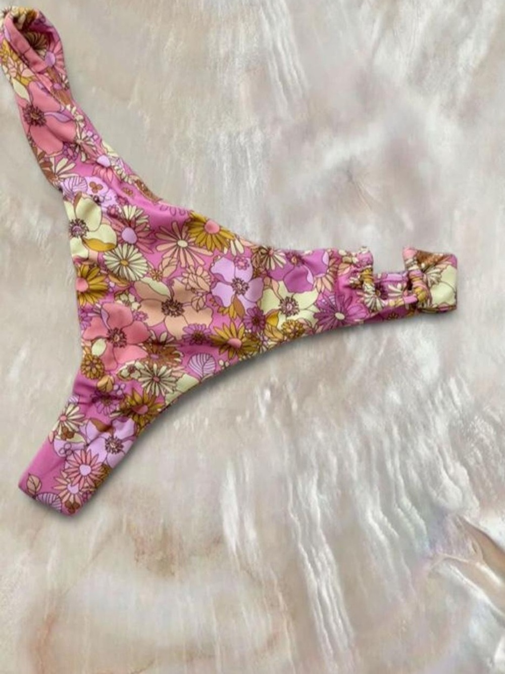 For Love & Lemons Pink and Yellow Floral Bikini Bottom